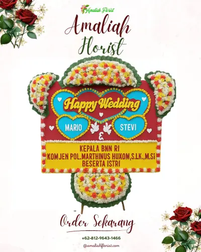 Karangan Papan Bunga Pernikahan di Cipaat
